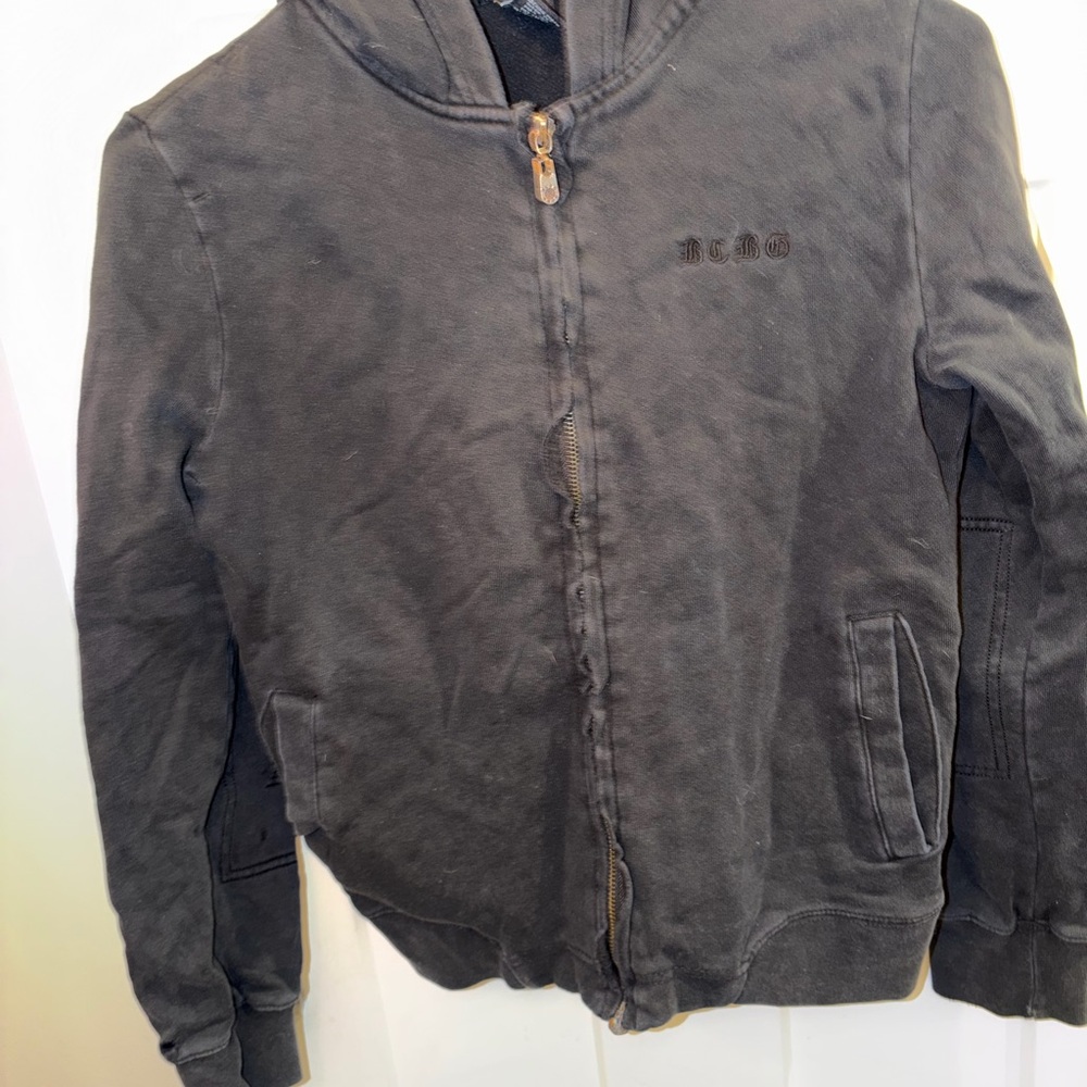 BCBGMaxAzria Black Zip Hoodie with Subtle Logo